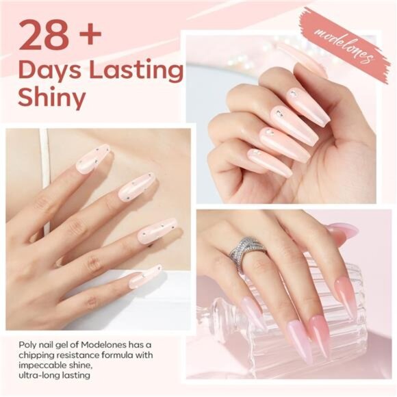 Poly Gel Nail Kit 6 Colors with 8 W Nail Lamp Extension Gel Kit Jelly - Picture 6 of 7